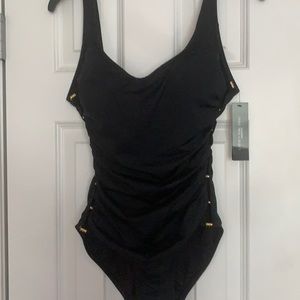 Women’s black one piece bathing suit